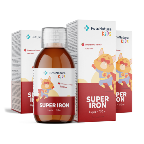 3x Super Iron: Желязо + В витамини – Детска течна хранителна добавка, общо 450 мл