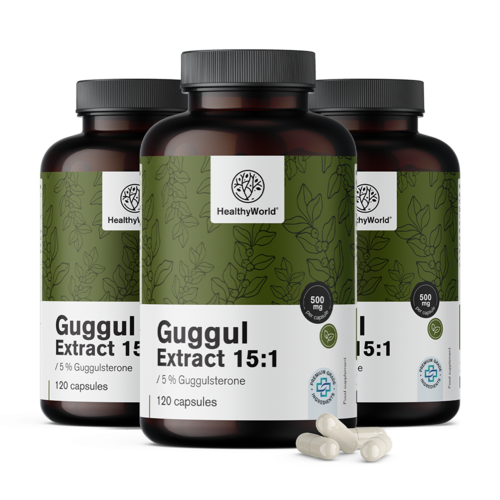 3x Guggul 500 мг - екстракт 15:1, общо 360 капсули