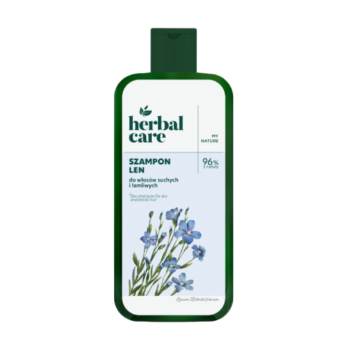 Шампоан за суха и увредена коса с лен.