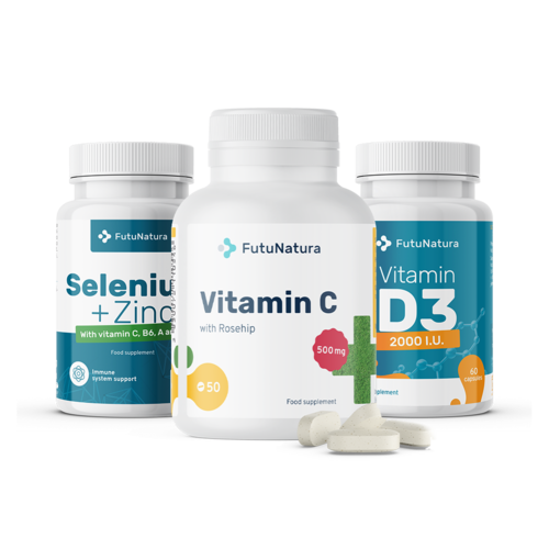 Комплект Имунитет: витамин C + D3 + селен + цинк, комплект