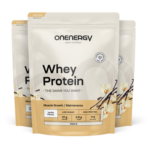 3x Whey суроватъчен протеин – ванилия, общо 3000 г