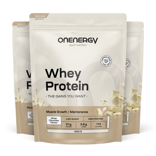 3x Whey суроватъчен протеин - бял шоколад, общо 3000 г