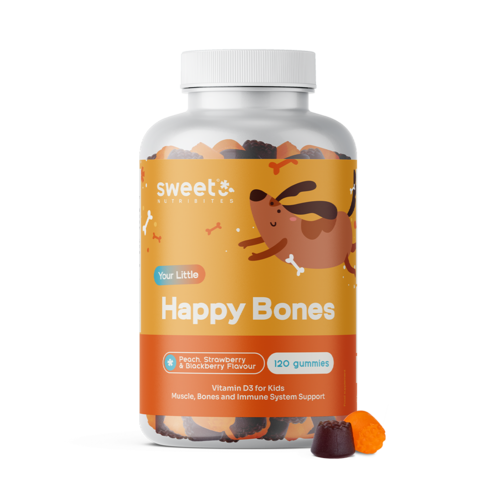 Happy Bones – гумени бонбони за деца с витамин D3, 120 гумени бонбони
